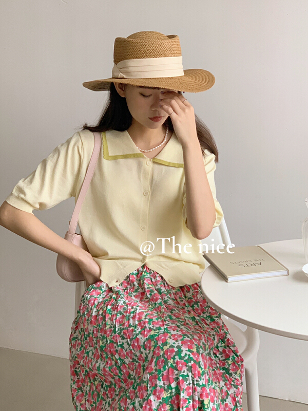 初夏上新!【THE NICE】 撞色翻領百搭洋氣針織衫  00268#  HJY