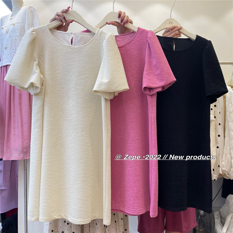 [Ze] Korean Short Sleeve Pleated Dress 8589# ll