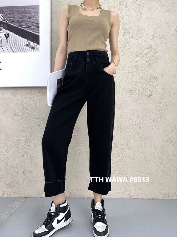 [Wawa] wide leg versatile flanging design niche jeans 08513# CJJ