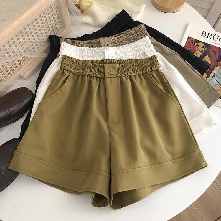 New in early summer! [Gangan] double pocket high waist solid A-line casual shorts 1217# Cl