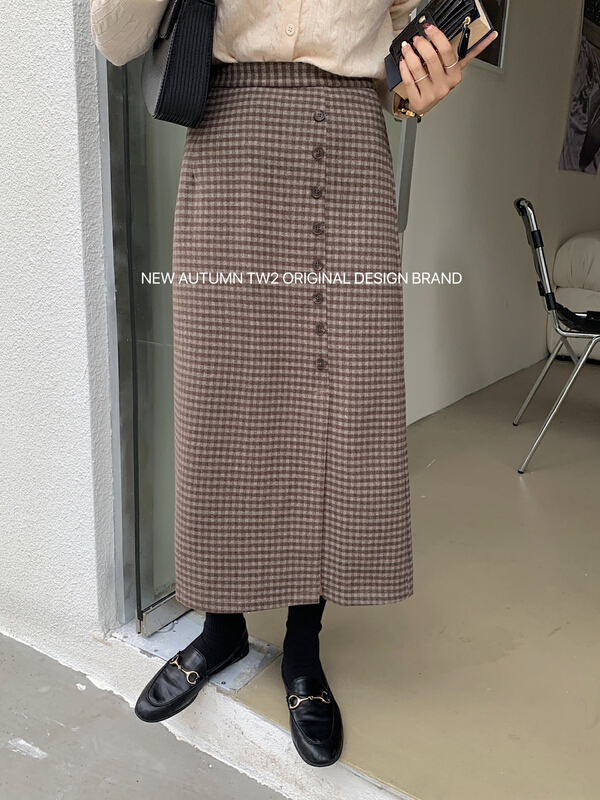 [TW2] Korean retro style versatile plaid skirt 16227# HBx