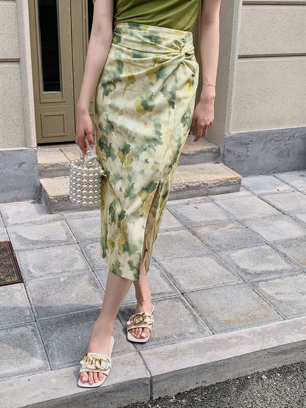 [Hanna including that] fashion slim slit skirt m6155# XJ