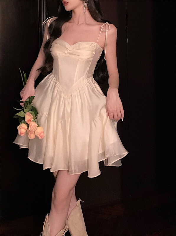 New in early summer! [AC] romantic bow Pleated Dress 6695# JJ