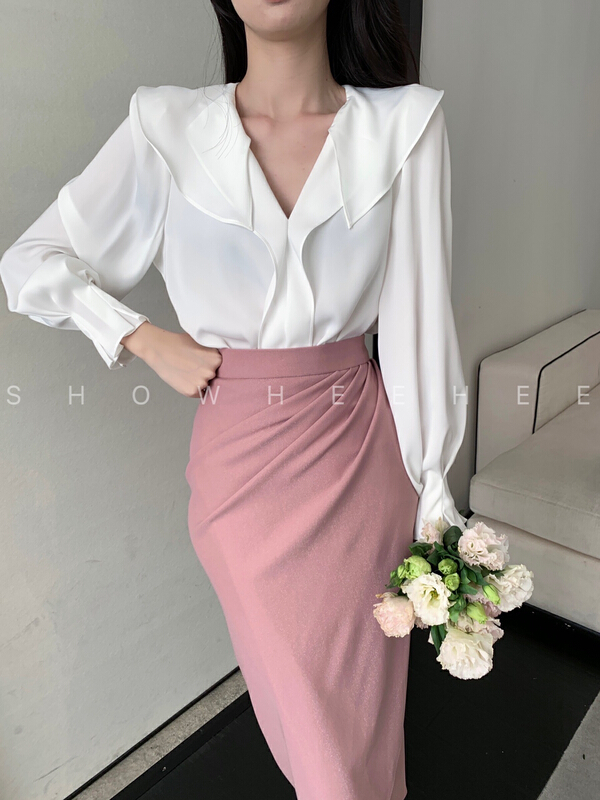 New year in early spring! [Xiu Xixi] Korean Ladies' ruffled blouse 7979# zxx