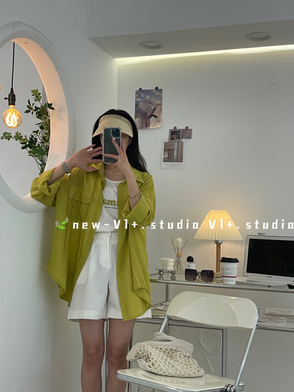 New in early summer! [VI +] Korean loose sunscreen shirt + versatile letter printed vest set 2382# LSW