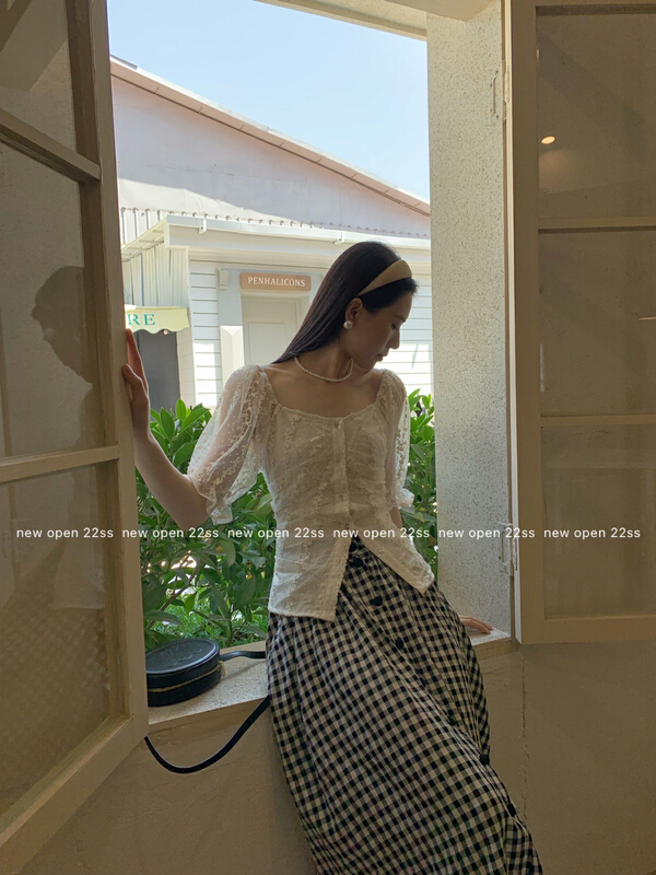 [new open] lace embroidered button up blouse cl22769# zxl