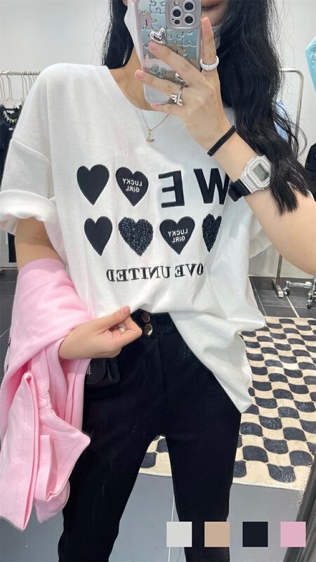 New in early summer! [sk-11] Korean versatile love pattern short sleeve T-shirt 060# XYJ