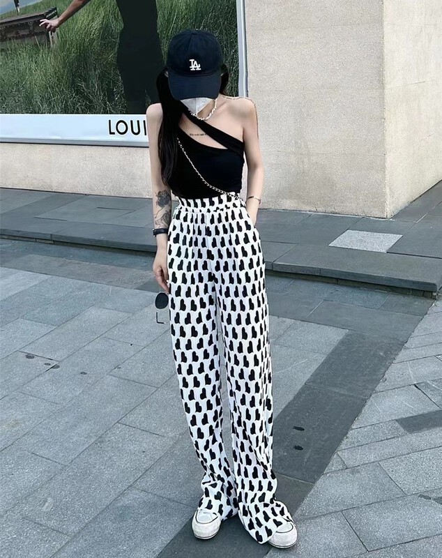 [toko. Z] Korean love pattern pleated casual pants 22172# cqw