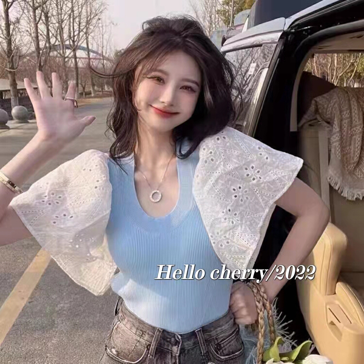 [Hello cherry] premium stitching comfortable t-shirt c8052# WTT