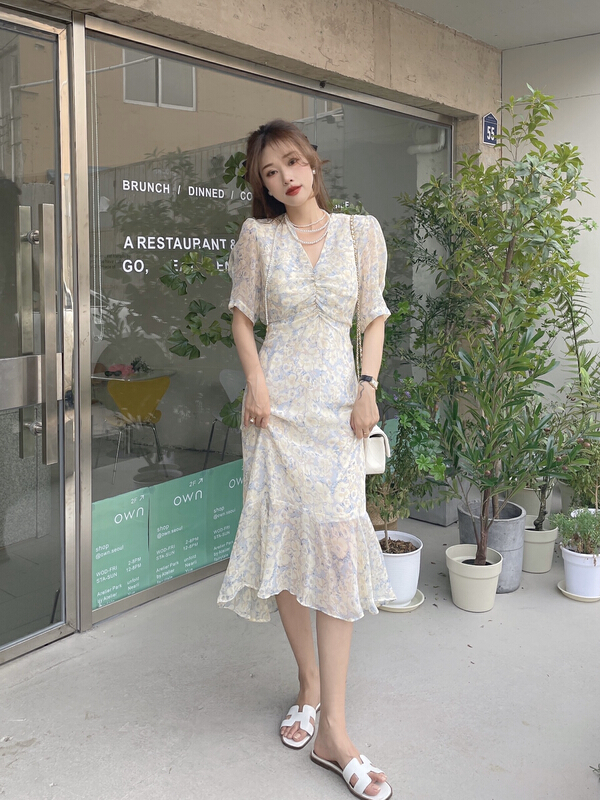 New in early summer! [J2. J1wg] Korean gentle fishtail dress 22097# cqw
