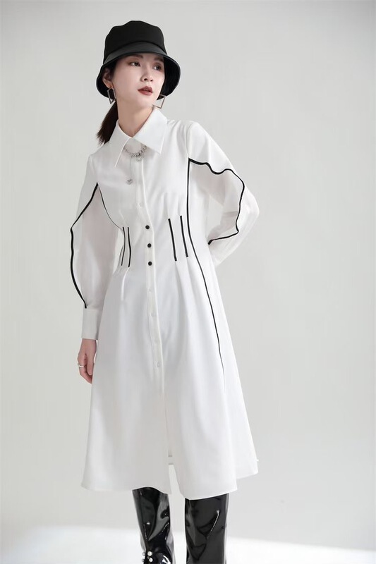 [Z & C] temperament color matching design dress (without waist bag) 2653# LSW