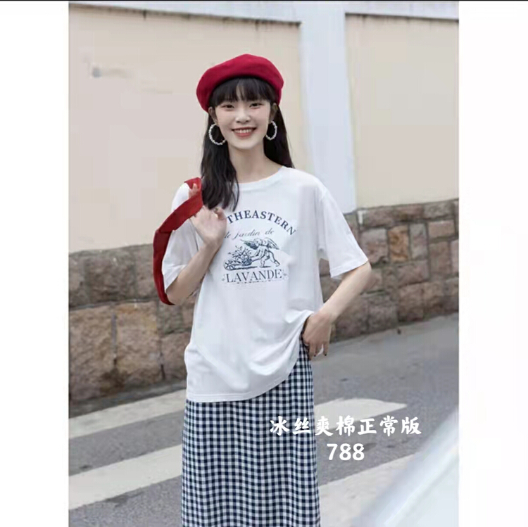 New in early summer! [Huan zhuo'er] letter print versatile short sleeve T-shirt 788# ll