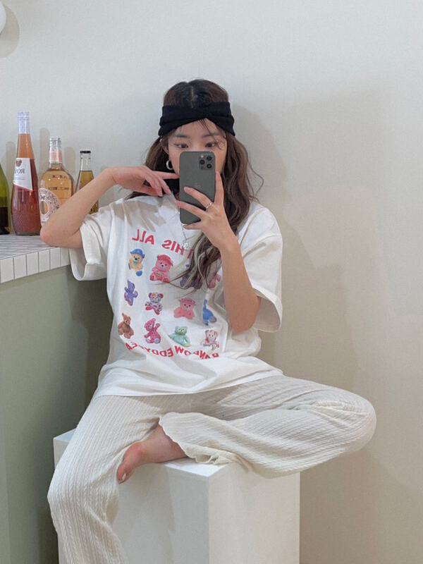 [savage] Korean sweet aging versatile round neck short sleeve T-shirt e8223# WPL