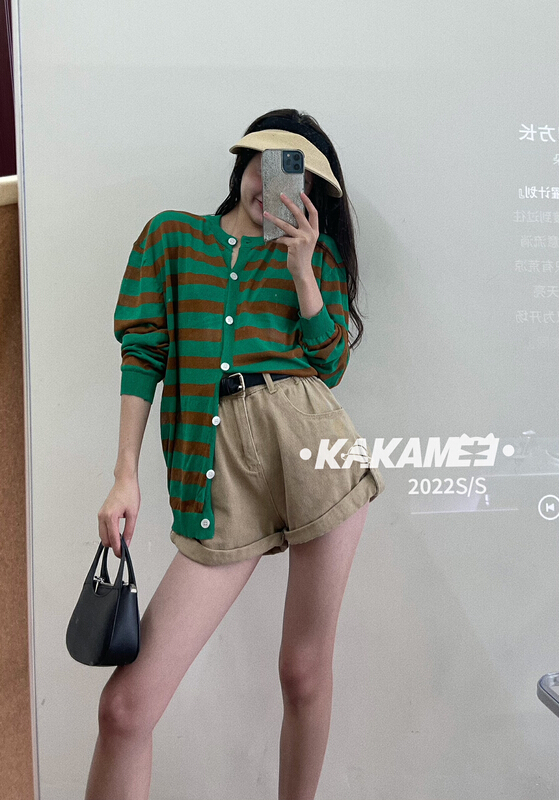 [kakamee] breathable ice stripe round neck sweater (only selling knitwear) ys1-s228# LSL