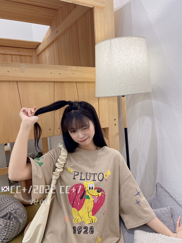 Original price 28.20! [CC] Dog Print loose short sleeve T-shirt 309# XYY