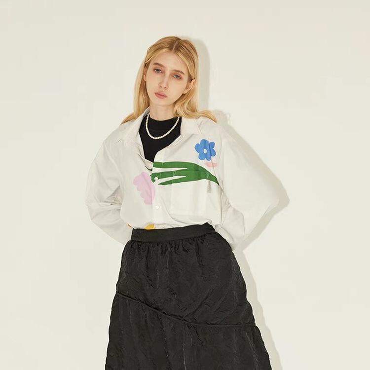 New in early summer! [free Valley] literary loose retro casual shirt 4700# LSW