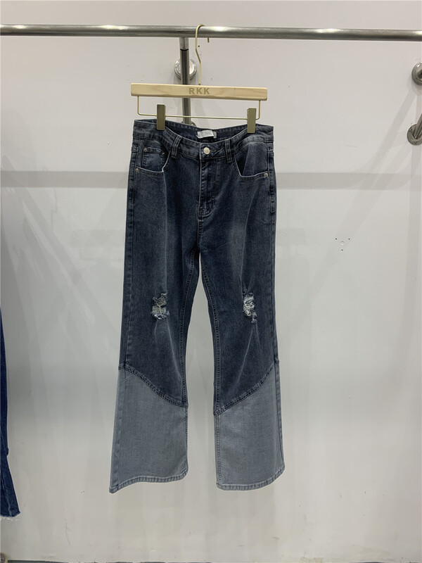 New year in early spring! [RKK] Korean color blocked hole jeans x013# ZZL