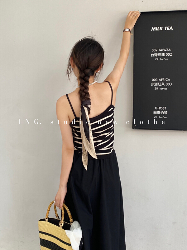 [ing] Korean versatile contrast striped knitted vest / suspender w3532\hbx