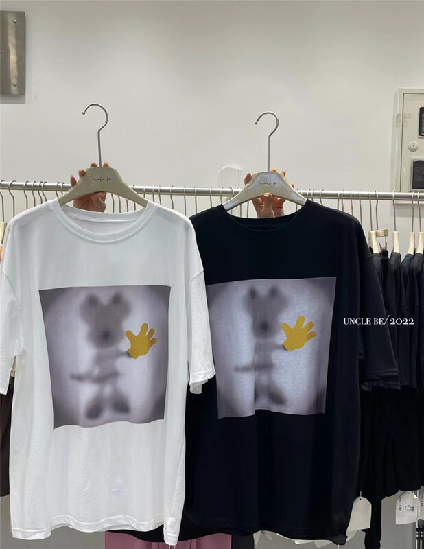 [UNC be] niche design fuzzy Mickey print short sleeve T-shirt 2082# XYY