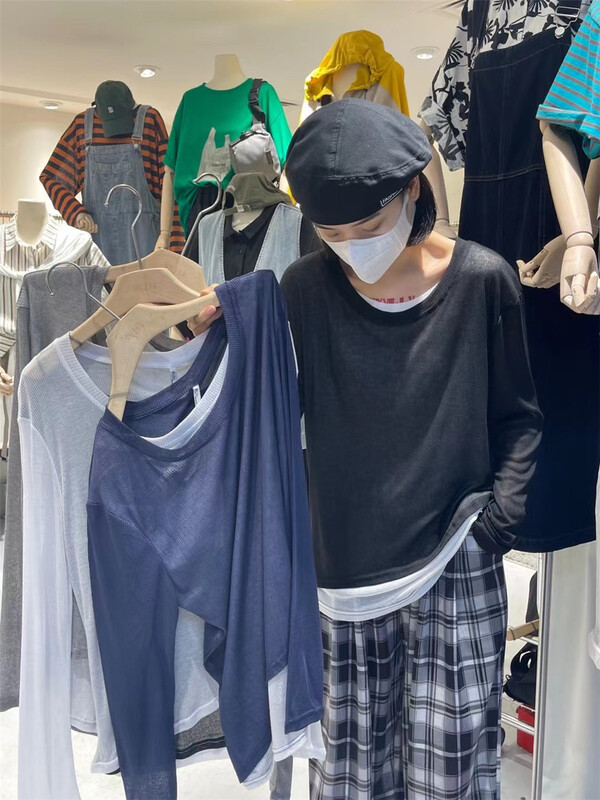 goods in stock! [Mujia] round neck comfortable Korean long sleeve T-shirt (T-shirt only) 551192# L
