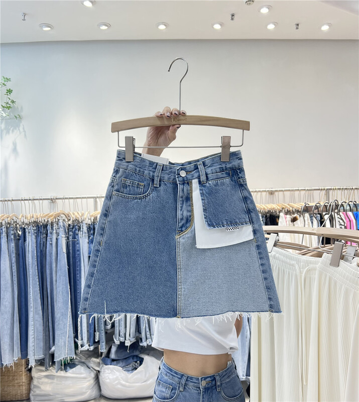 [iris iriisy] Korean personalized color matching denim skirt 6519# LSL