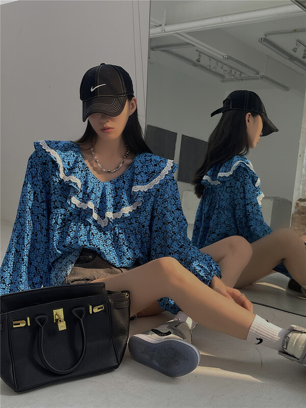 [Wu / u] floral fashion slim shirt w518# LSL