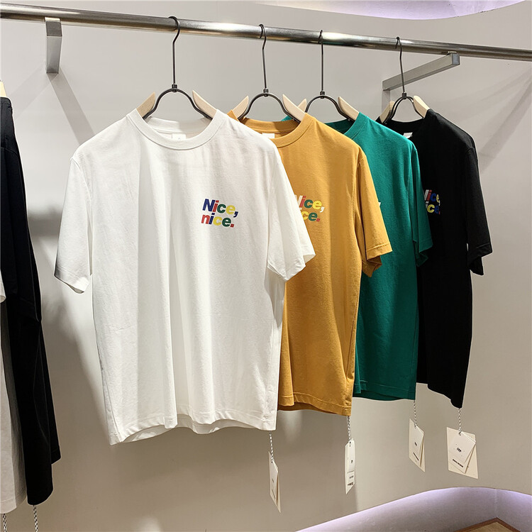 [quick brief] short sleeve T-shirt 22072# ZZL with printed letters on the back of the chest