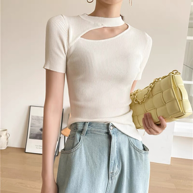 goods in stock! New in early summer! [F.P.] irregular sexy tight hollowed out clavicle T-shirt a398-1# HBx