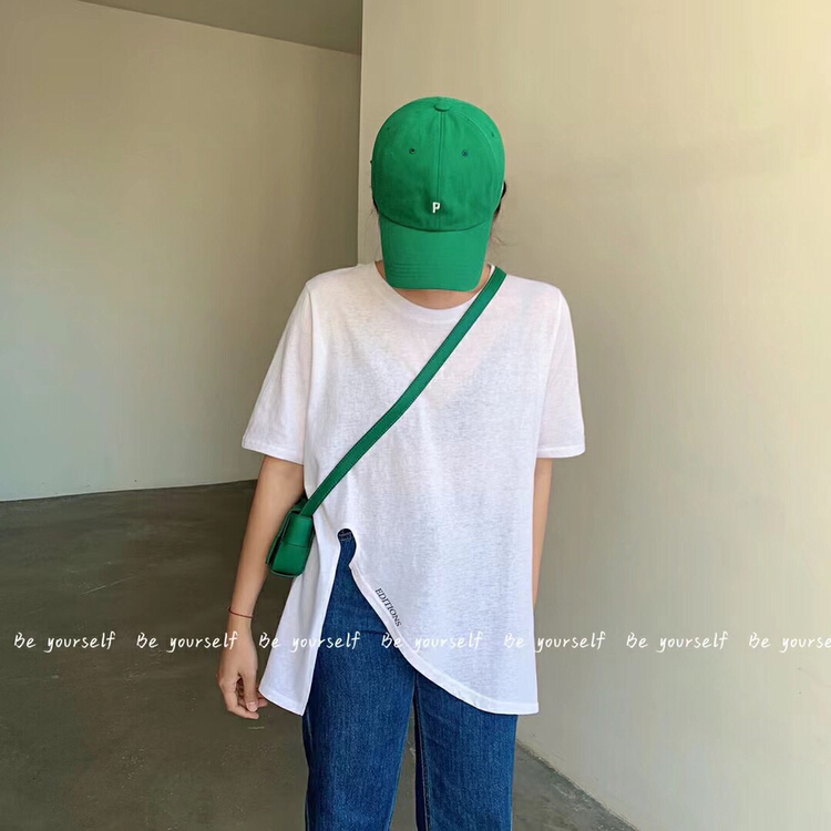 New in early summer! [be your self] Korean versatile button hypotenuse short sleeve T-shirt t66122# LSL