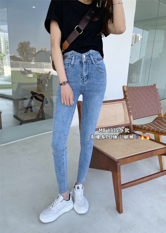 New year in early spring! [M8 denim] fashion high waist retro foreign style small leg jeans 1335# LSL