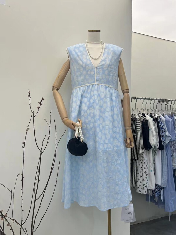 [Amy] Korean V-neck sleeveless dress 1468# JJ