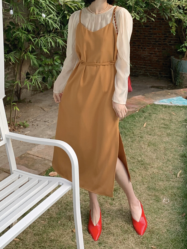 New year in early spring! [new open] New Korean style waist strap versatile dress (with belt) (dress only) gb22015# zxl