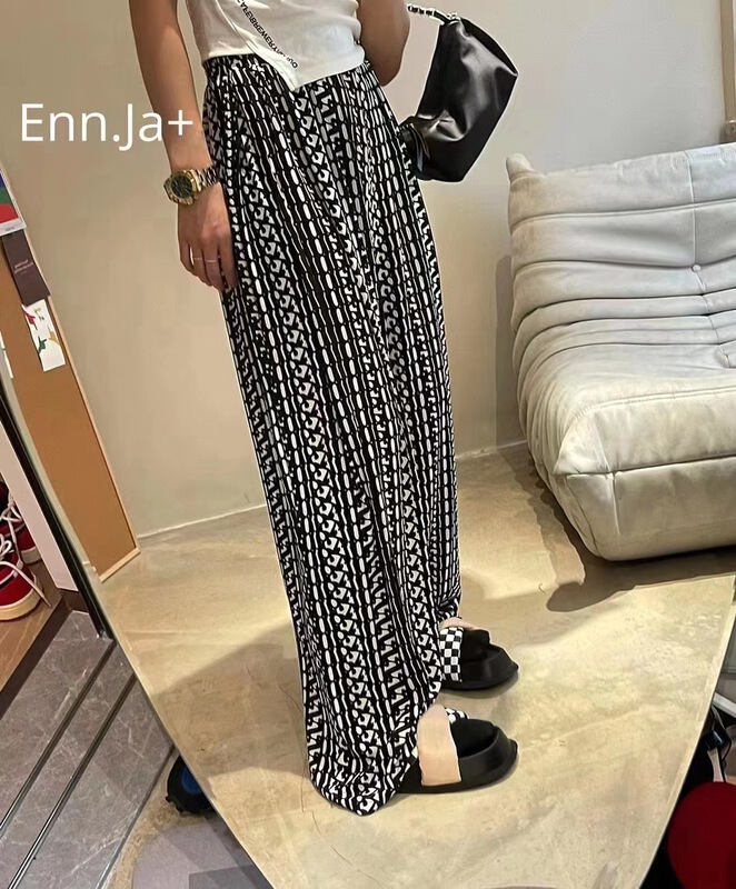 【F】 Korean high waist slim printed casual pants 1319# HBx