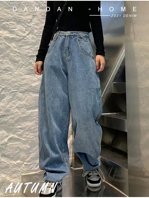 goods in stock! New year in early spring! [x2 Fansi feather] high waist, thin and foreign style, versatile floor mopping jeans 3317# WTT