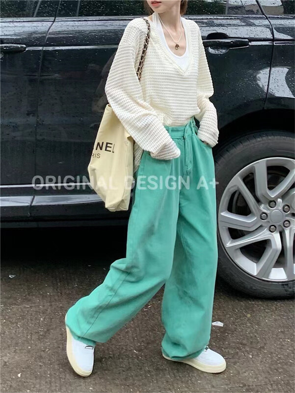 [a +] Korean wide leg versatile jeans 6089# ozq