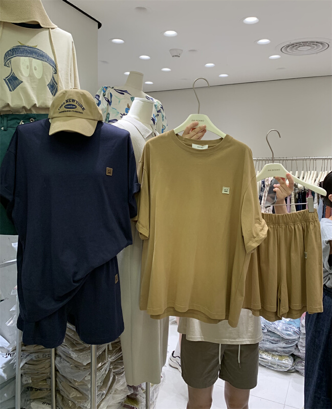 [benwo] simple and versatile loose T-shirt + loose casual Shorts Set 06129# CLS