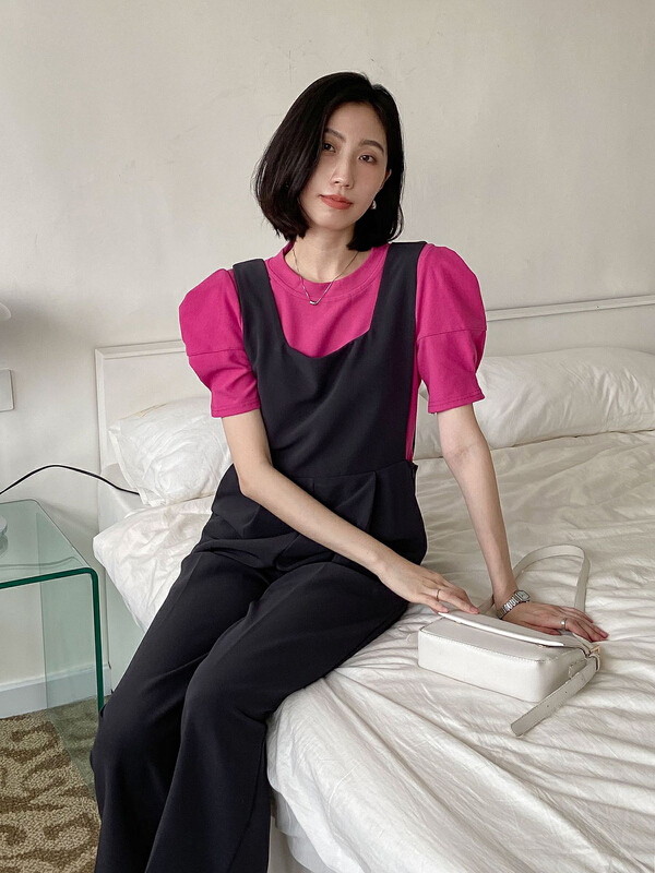 [secondtime] Korean solid color versatile short sleeve T-shirt 5208# XJ