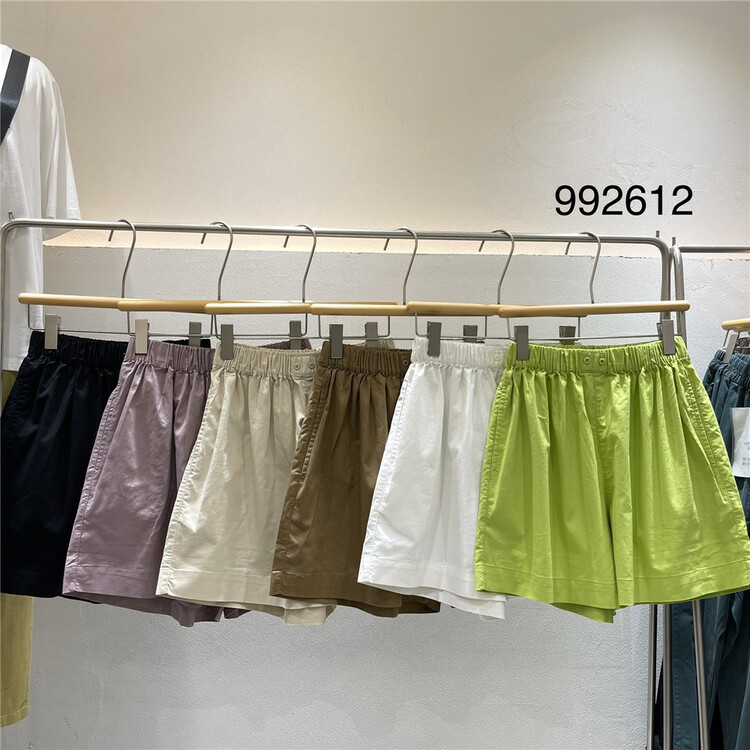 "TWENTY printed wood" elastic waist comfortable Korean casual shorts 992612# L