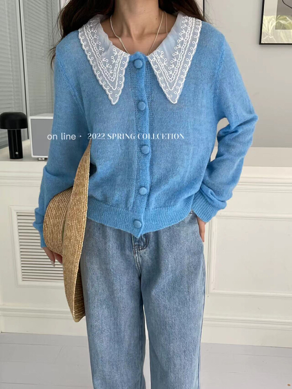 [on line] Korean baby collar button knit cardigan 3297-1# lwy