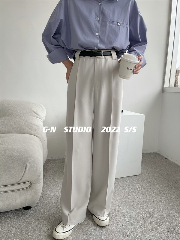 New year in early spring! [g · n] simple and elegant high waist and wide leg trousers (with belt) 13510# hjy