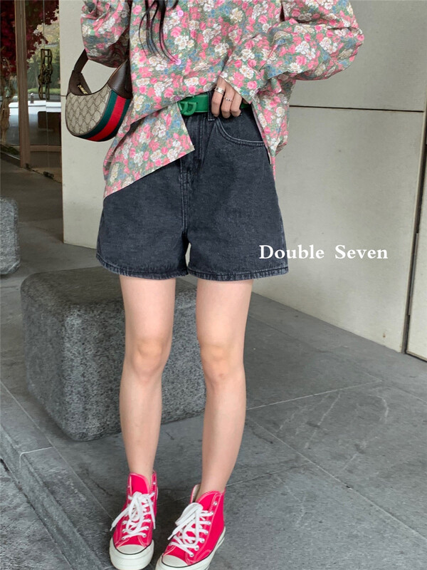 New in early summer! [double seven] Korean retro Wide Leg Denim Shorts (only denim shorts) 21133# zxx