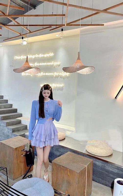 [MI] Korean sweet ice silk cardigan + slim skirt suit 9592# PCZ