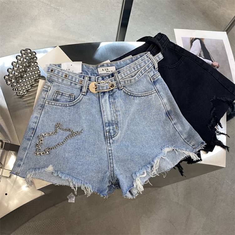 [aus] trendy retro western style thin denim shorts (without belt) ys1-6877# LSW