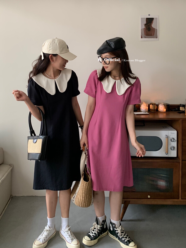 [B plus] French contrast collar dress 22-9346-2# HBx