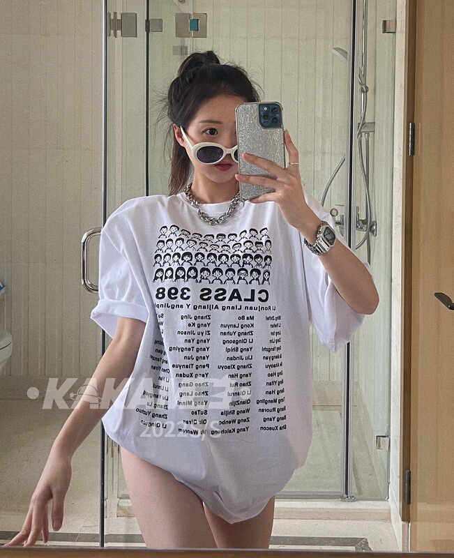 New in early summer! [kakamee] graduation photo design letter large short sleeve T-shirt 3889# LSL