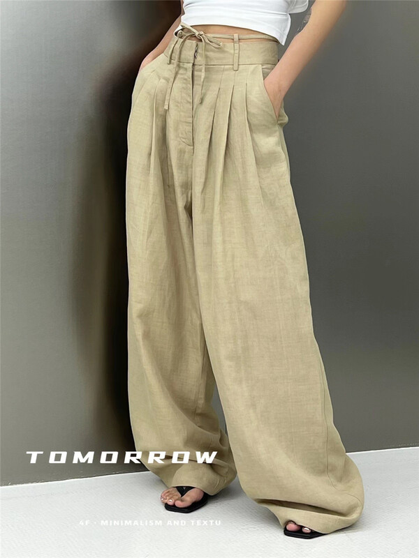 goods in stock! New in early summer! [tomorrow] Korean pure color versatile casual pants (with waist rope) 5023# ozq