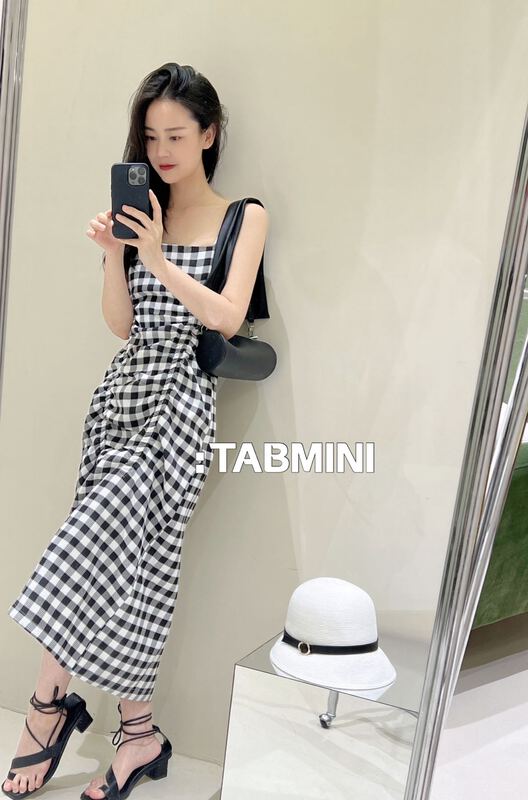 [tabmini] slim check sleeveless dress x19590-g# WPL
