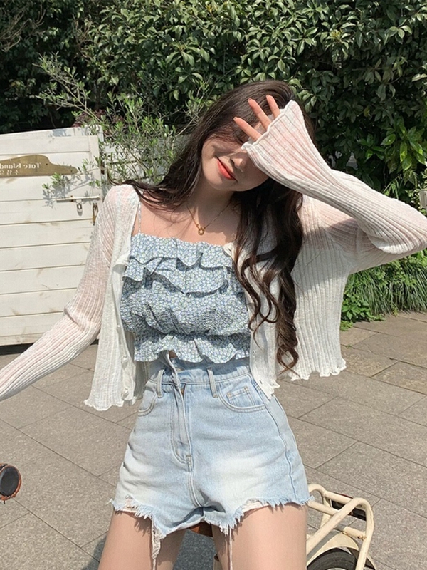 [pan] single breasted Korean versatile knitted cardigan 00443# PCZ