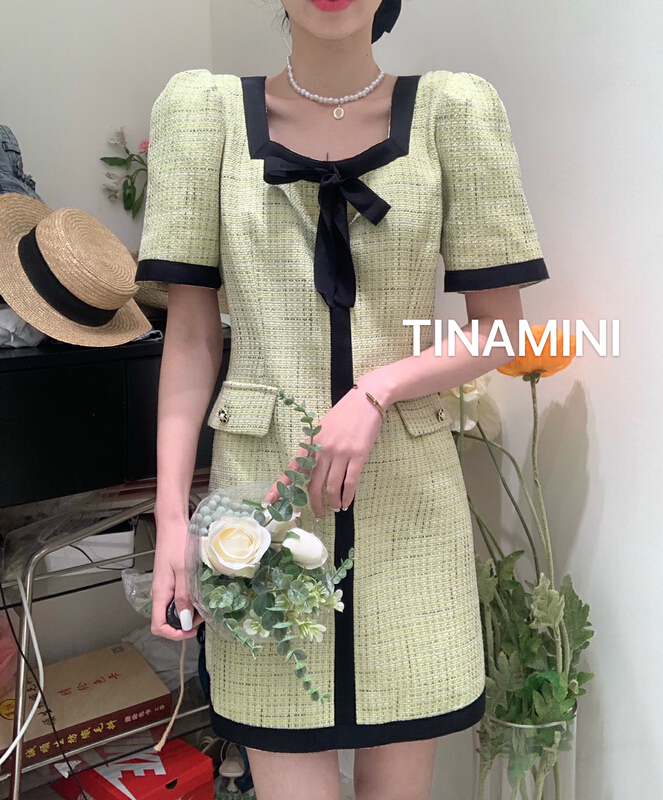 goods in stock! New in early summer! [Tina Mini] temperament small fragrance straight dress m0129# hjy