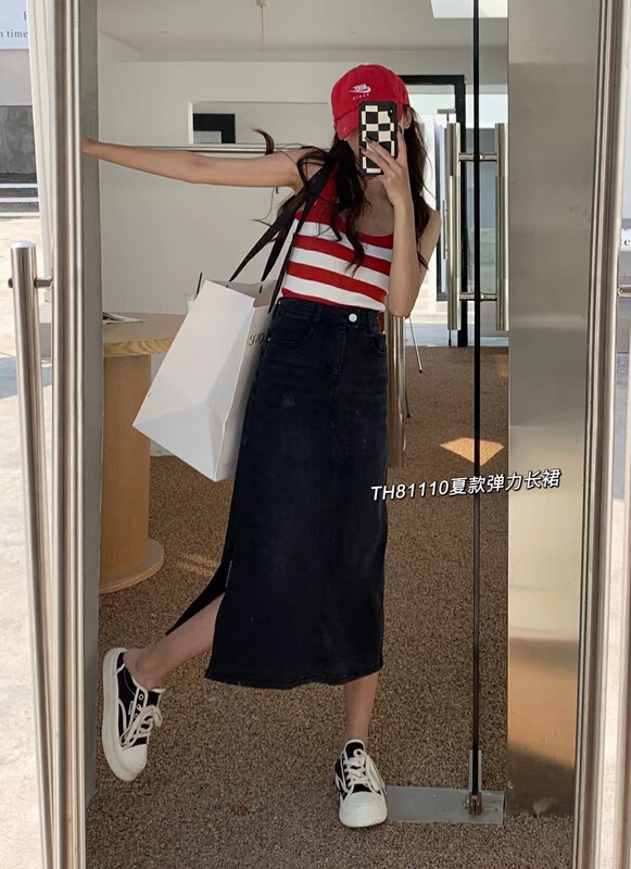 New in early summer! [T.H] Korean loose and versatile slit skirt 81110# LSW
